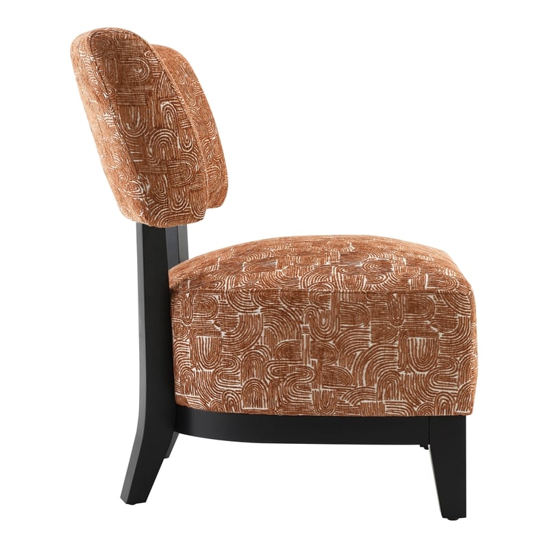 Furniture of America Robi Fabric Abstract Angled Back Accent Chair in Orange