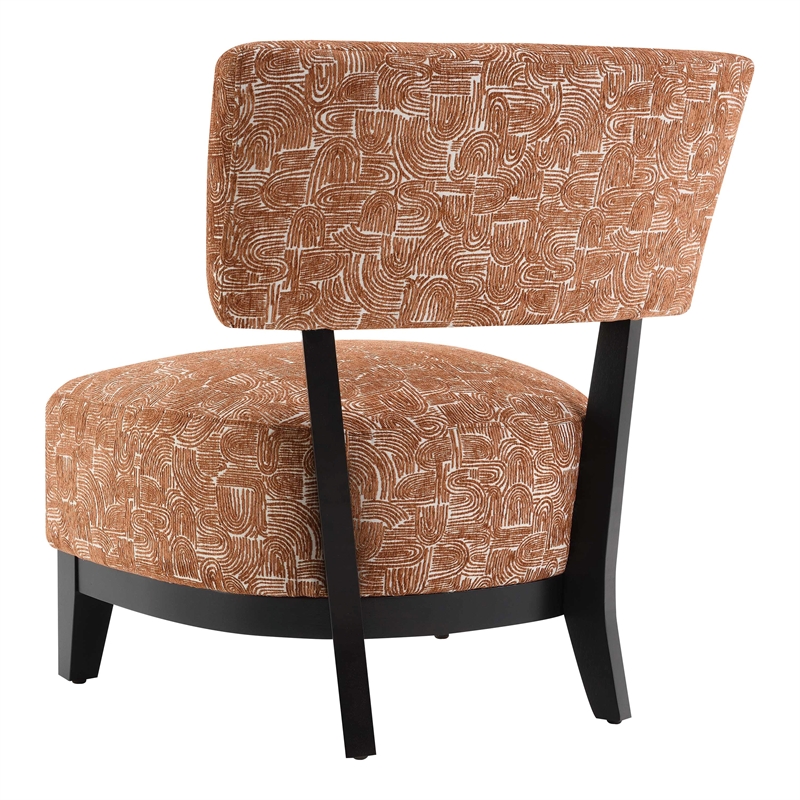 Furniture of America Robi Fabric Abstract Angled Back Accent Chair in Orange
