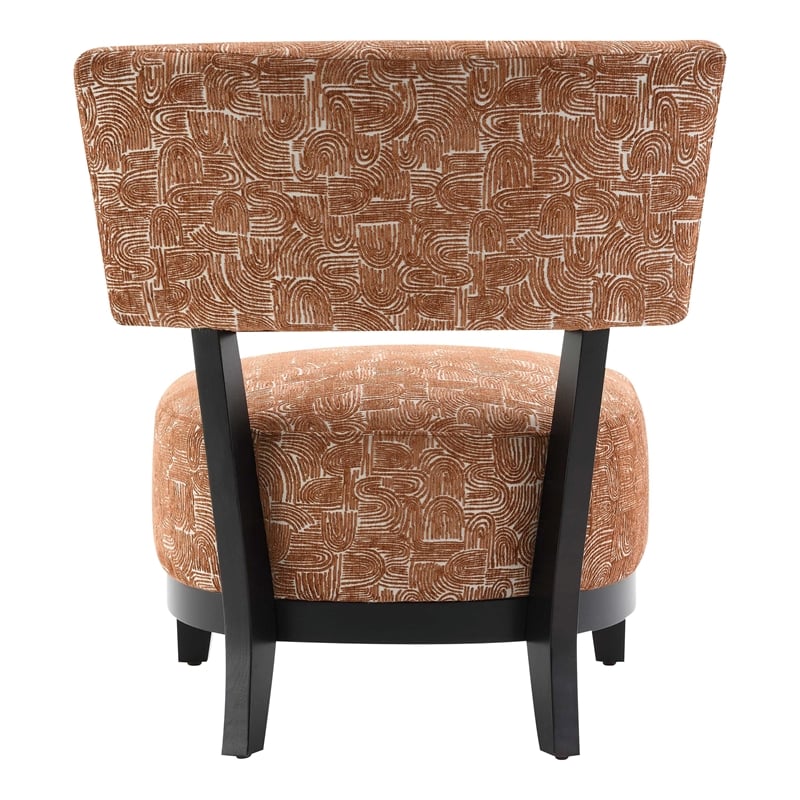 Furniture of America Robi Fabric Abstract Angled Back Accent Chair in Orange