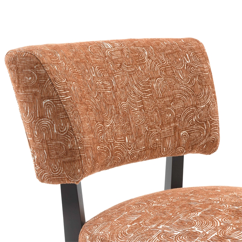 Furniture of America Robi Fabric Abstract Angled Back Accent Chair in Orange
