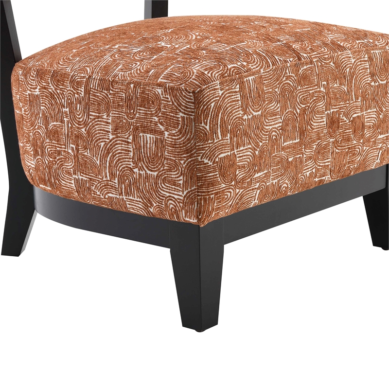 Furniture of America Robi Fabric Abstract Angled Back Accent Chair in Orange