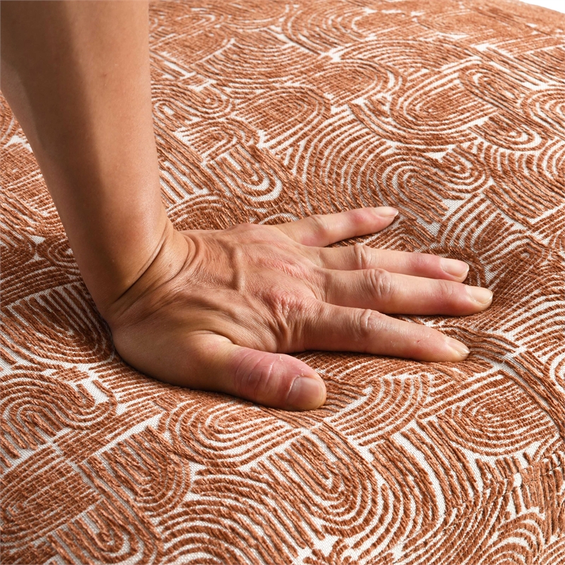 Furniture of America Robi Fabric Abstract Angled Back Accent Chair in Orange