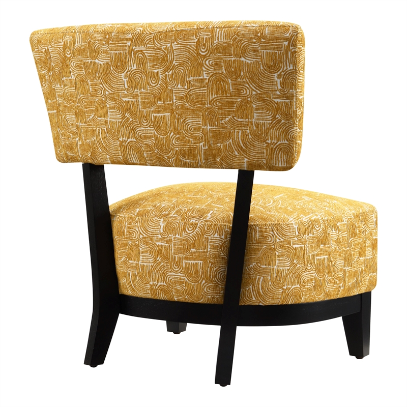 Furniture of America Robi Fabric Abstract Angled Back Accent Chair in Yellow