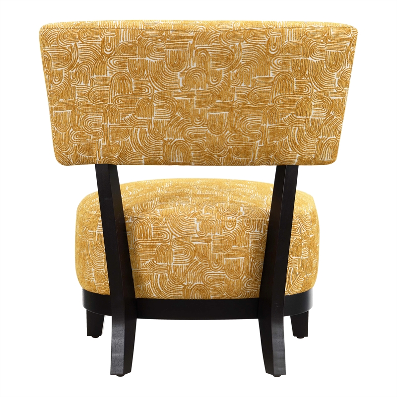 Furniture of America Robi Fabric Abstract Angled Back Accent Chair in Yellow