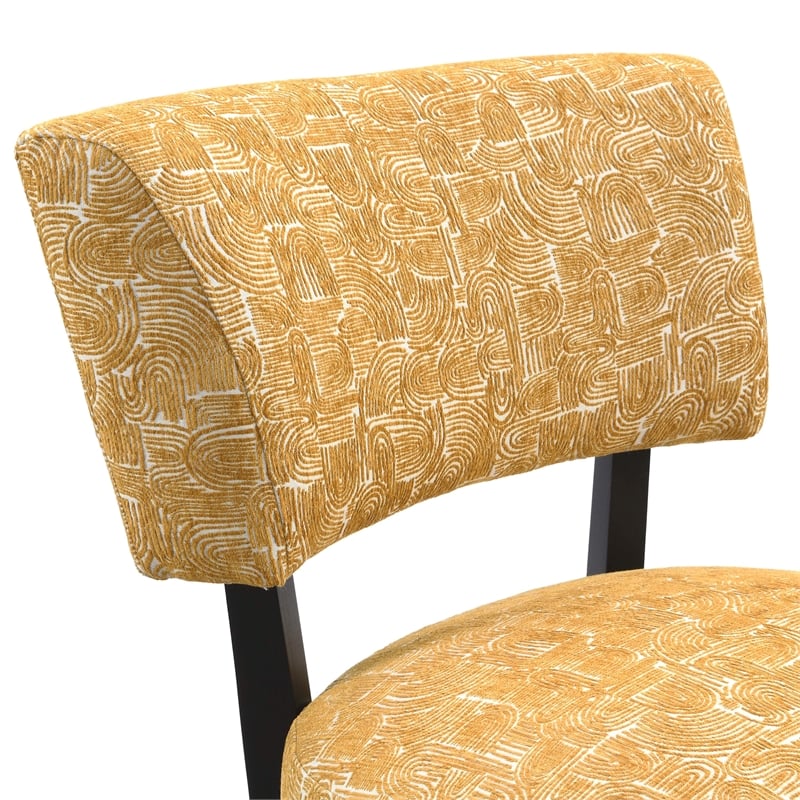 Furniture of America Robi Fabric Abstract Angled Back Accent Chair in Yellow