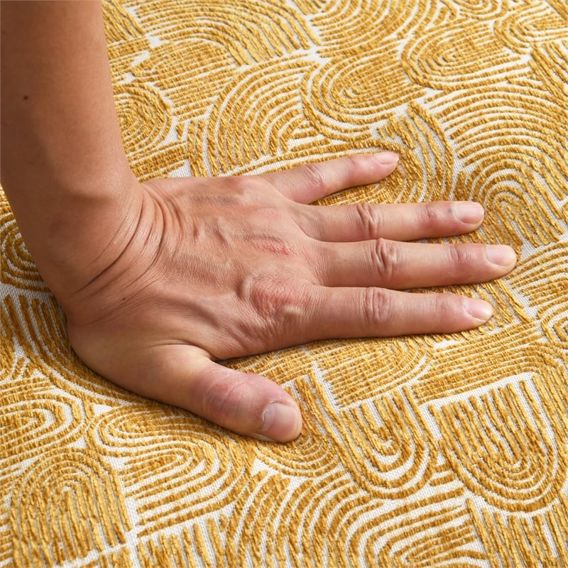 Furniture of America Robi Fabric Abstract Angled Back Accent Chair in Yellow