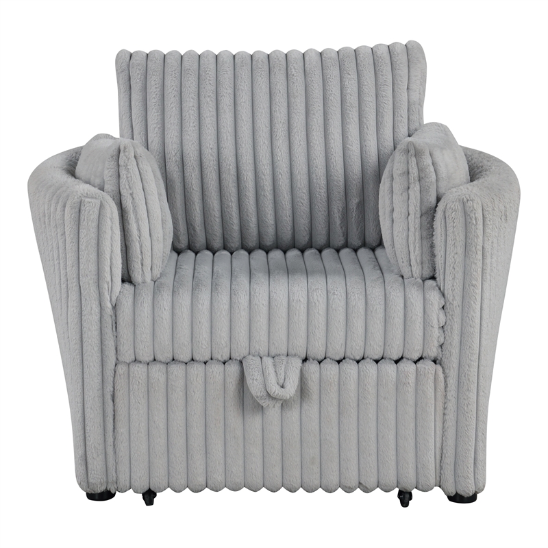 Furniture of America Aneira USBs Fabric Modular Light Gray Pull-Out Chair