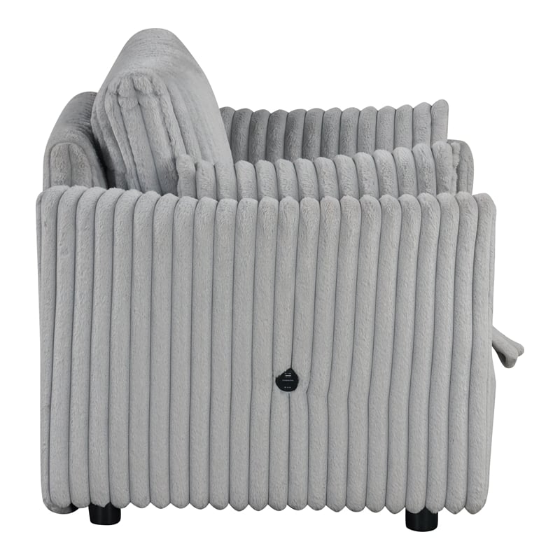 Furniture of America Aneira USBs Fabric Modular Light Gray Pull-Out Chair
