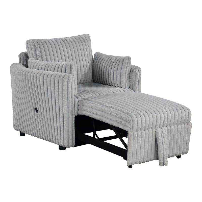 Furniture of America Aneira USBs Fabric Modular Light Gray Pull-Out Chair