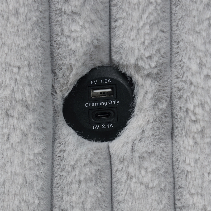 Furniture of America Aneira USBs Fabric Modular Light Gray Pull-Out Chair