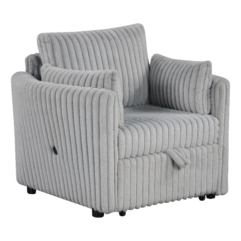 Furniture of America Aneira USBs Fabric Modular Light Gray Pull-Out Chair