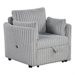 Furniture of America Aneira USBs Fabric Modular Light Gray Pull-Out Chair