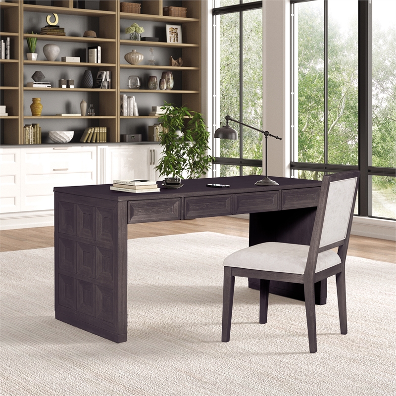 Furniture of America Dannen Solid Wood 3-Drawer Writing Desk in Black