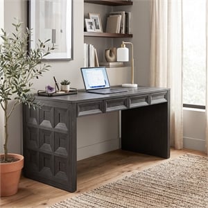 Furniture of America Dannen Solid Wood 3-Drawer Writing Desk in Black