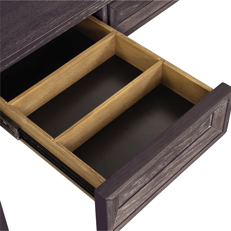 Furniture of America Dannen Solid Wood 3-Drawer Writing Desk in Black