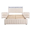 Furniture of America Regan Fabric Upholstered Full 3-Piece Bedroom Set in Beige