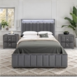Furniture of America Regan Fabric Upholstered Queen 3-Piece Bedroom Set in Gray