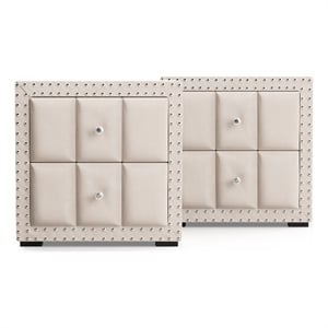Furniture of America Regan Fabric Upholstered 2-Piece Bedroom Set in Beige