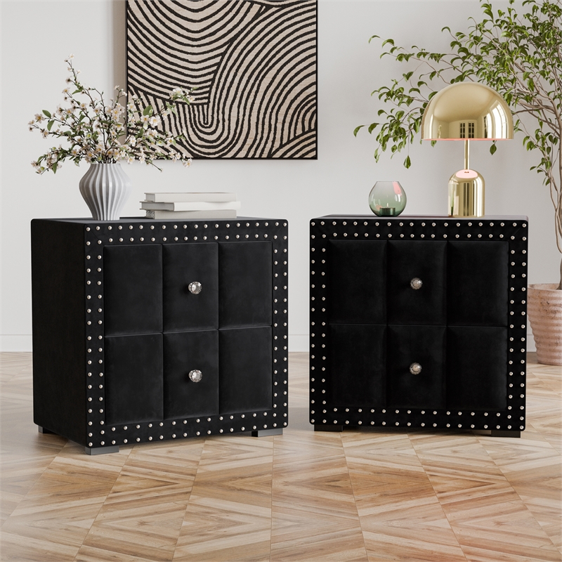 Furniture of America Regan Fabric Upholstered 2-Piece Bedroom Set in Black