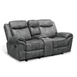 FOA Moya Faux Leather Dark Gray 2-Piece Manual Reclining Sofa Set