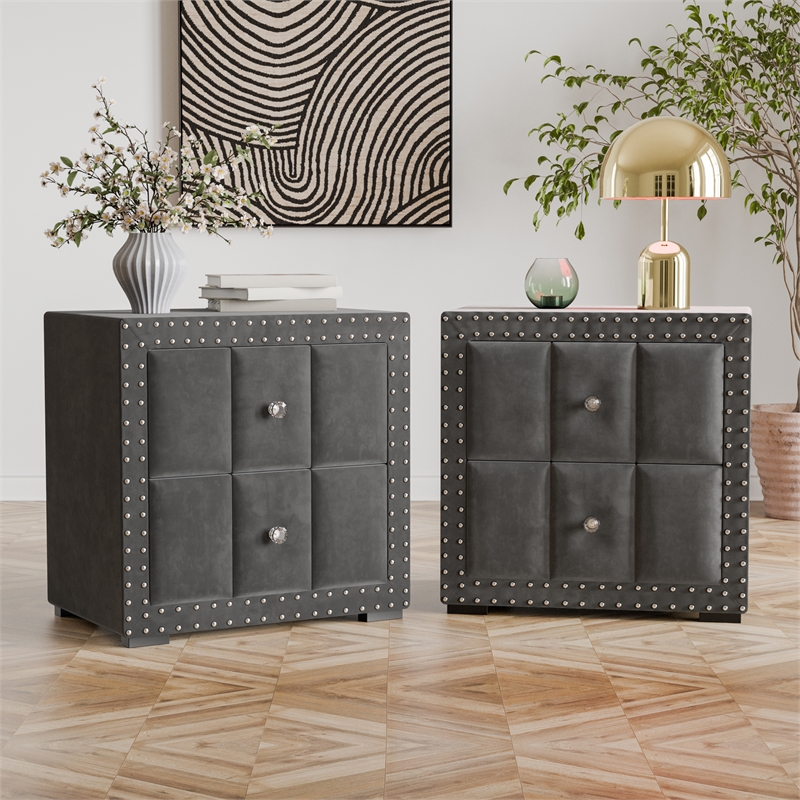 Furniture of America Regan Fabric Upholstered 2-Piece Bedroom Set in Gray