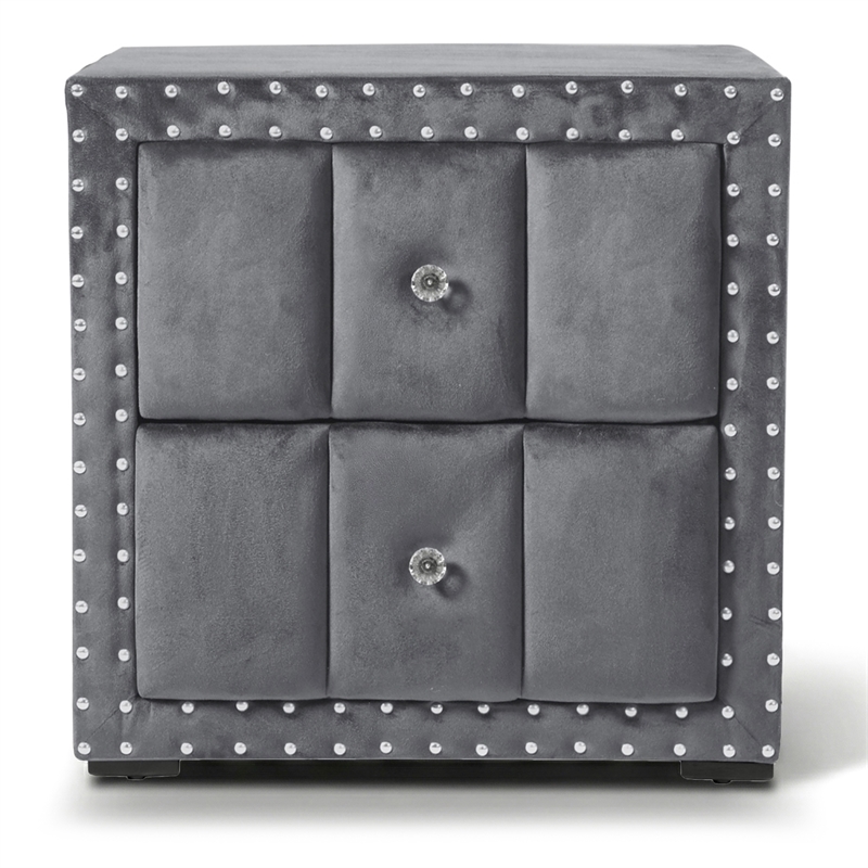 Furniture of America Regan Fabric Upholstered Full 2-Piece Bedroom Set in Gray