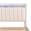 Furniture of America Regan Fabric Storage Full Bed with LED and USB in Beige