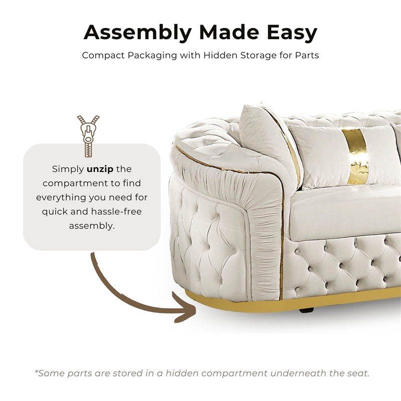 Furniture of America Elbrook Fabric Slope Curved Arm 2-Piece Sofa Set in Beige