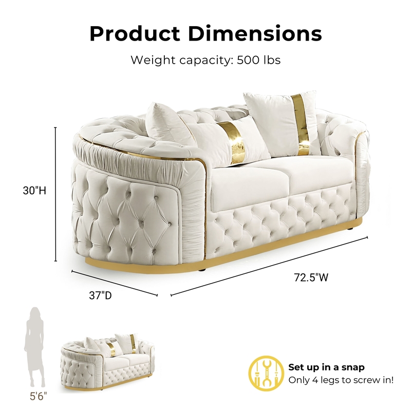 Furniture of America Elbrook Fabric Slope Curved Arm 2-Piece Sofa Set in Beige