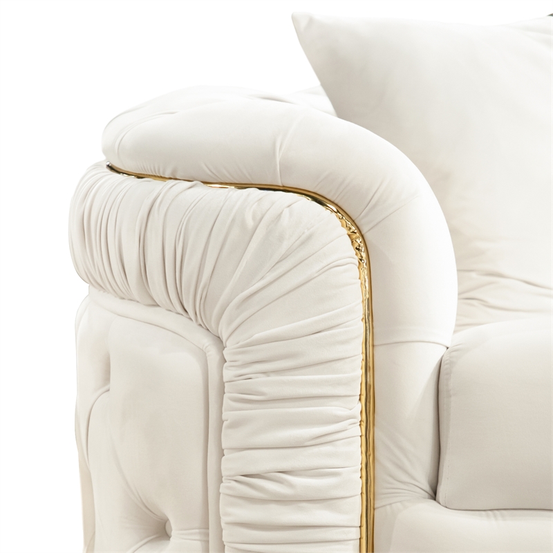 Furniture of America Elbrook Fabric Slope Curved Arm 2-Piece Sofa Set in Beige