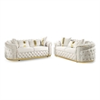 Furniture of America Elbrook Fabric Slope Curved Arm 2-Piece Sofa Set in Beige
