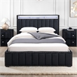 Furniture of America Regan Fabric Storage Queen Bed with LED and USB in Black