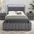 Furniture of America Regan Fabric Storage Queen Bed with LED and USB in Gray