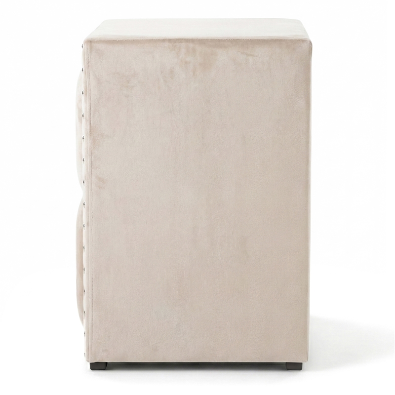 Furniture of America Regan Fabric Upholstered 2-Drawer Nightstand in Beige