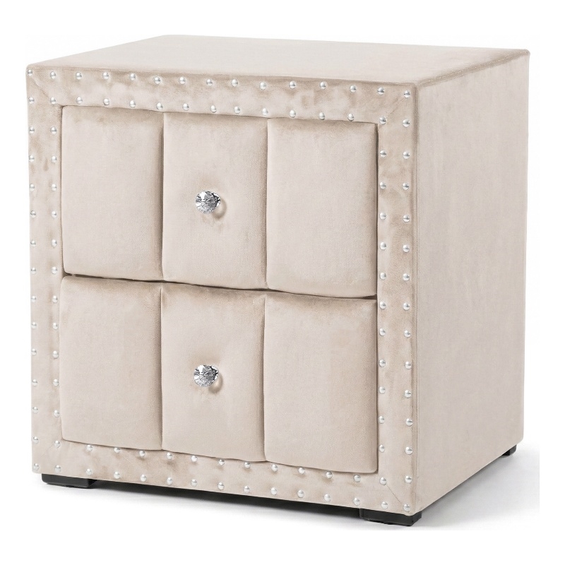 Furniture of America Regan Fabric Upholstered 2-Drawer Nightstand in Beige