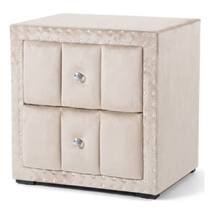 Furniture of America Regan Fabric Upholstered 2-Drawer Nightstand in Beige