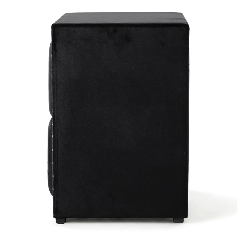 Furniture of America Regan Fabric Upholstered 2-Drawer Nightstand in Black