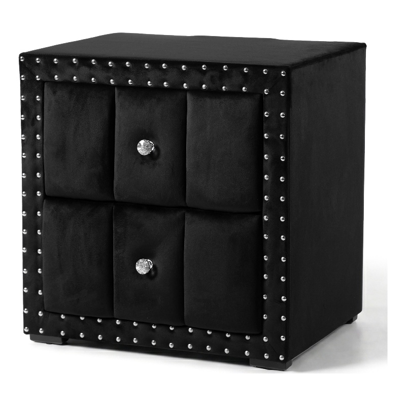 Furniture of America Regan Fabric Upholstered 2-Drawer Nightstand in Black
