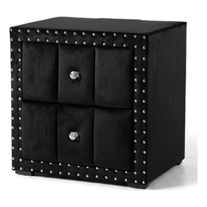 Furniture of America Regan Fabric Upholstered 2-Drawer Nightstand in Black