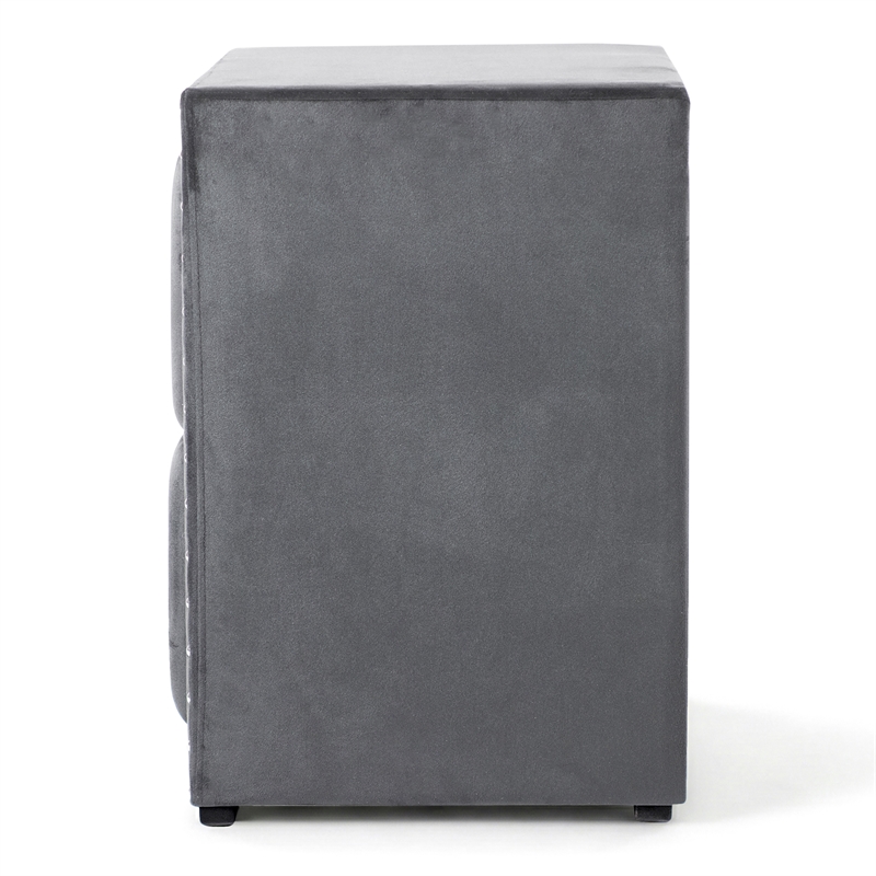 Furniture of America Regan Fabric Upholstered 2-Drawer Nightstand in Gray