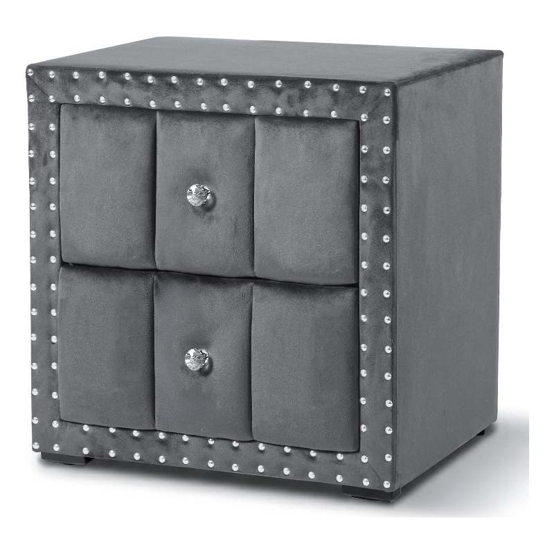 Furniture of America Regan Fabric Upholstered 2-Drawer Nightstand in Gray