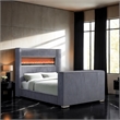 Furniture of America Jolyon Wood 3D Fireplace Bluetooth USB King Bed in Gray