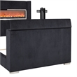 Furniture of America Jolyon Wood 3D Fireplace Bluetooth USB Queen Bed in Black