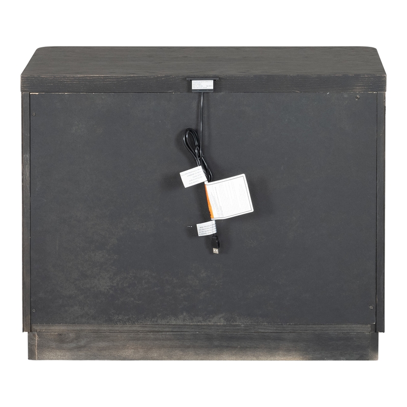 Furniture of America Selyra Solid Wood 2-Drawer Nightstand with USBs in Espresso