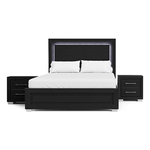 Furniture of America Lyle Solid Wood King 3-Piece Bedroom Set in Black