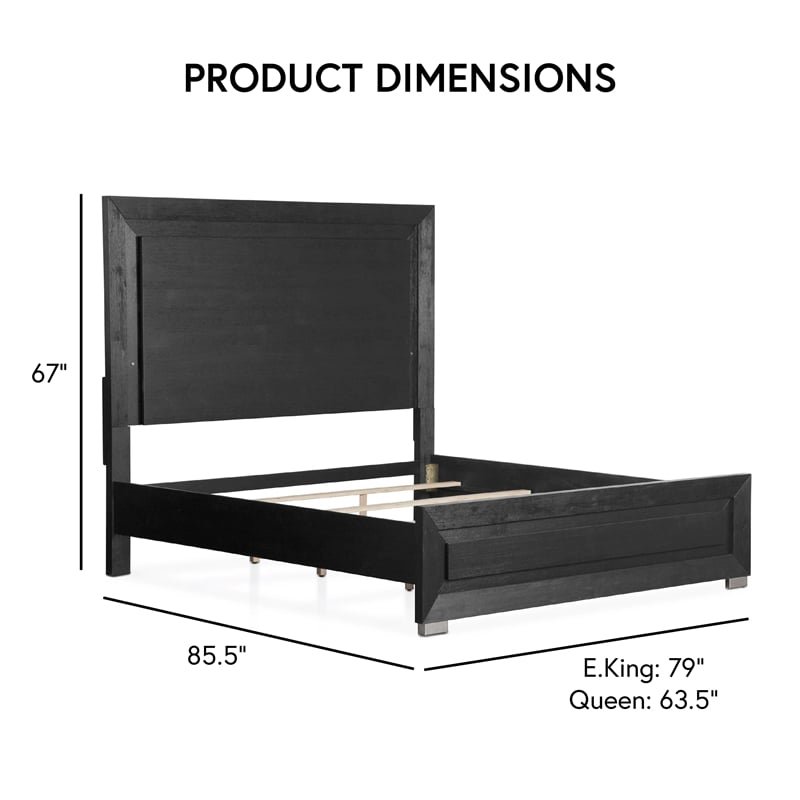 Furniture of America Lyle Solid Wood King 5-Piece Bedroom Set in Black