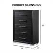 Furniture of America Lyle Solid Wood King 5-Piece Bedroom Set in Black
