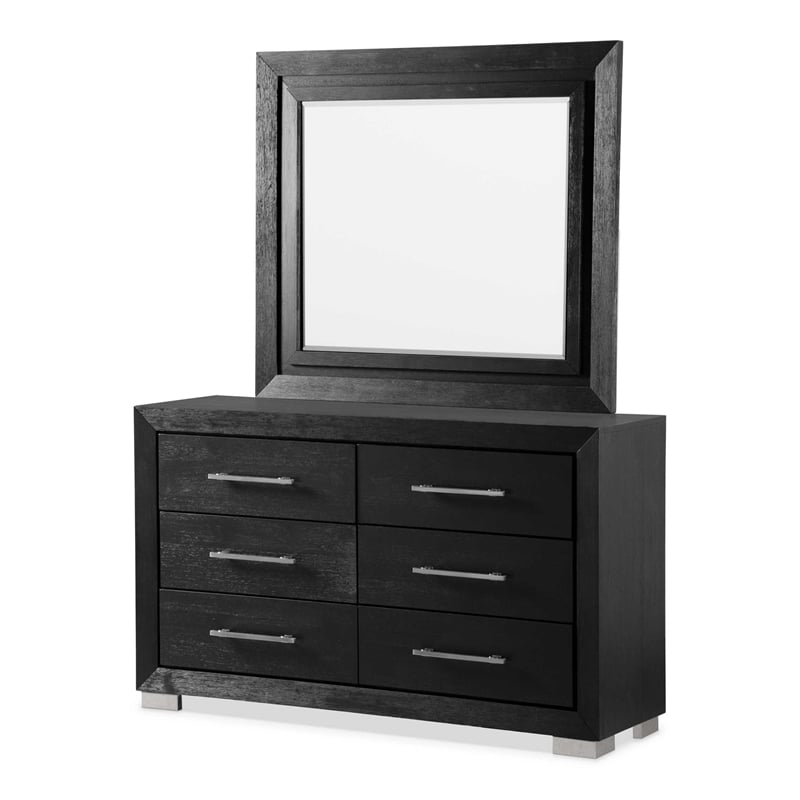 Furniture of America Lyle Solid Wood King 5-Piece Bedroom Set in Black
