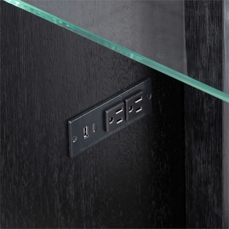 Furniture of America Lyle Solid Wood 2-Piece Vanity Set with Stool in Black