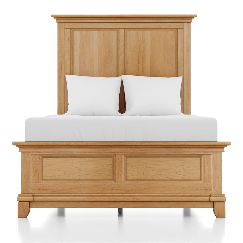Furniture of America Yardley Solid Wood Panel Headboard Twin Bed in Oak